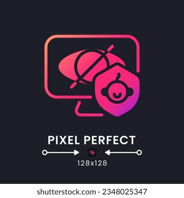 Parental control pink solid gradient desktop icon on black. Kid-friendly profile. Streaming app feature. Pixel perfect 128x128, outline 4px. Glyph pictogram for dark mode. Isolated vector image