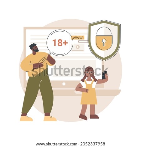 Parental control software abstract concept vector illustration. Internet security software, restricted access for children, parental control, media content limitation technology abstract metaphor.