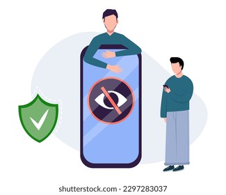 Parental control. Parental control software, parental advisory music, kids digital content metaphors. Vector isolated concept metaphor illustrations