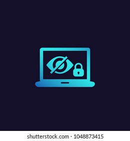 Parental control vector icon with eye and lock
