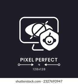 Parental control white solid desktop icon. Kid-friendly profile. Streaming app feature. Pixel perfect 128x128, outline 4px. Silhouette symbol for dark mode. Glyph pictogram. Vector isolated image
