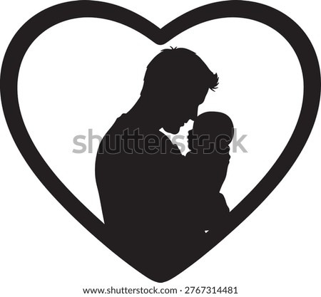 Parental embrace tender connection heart shape. Use for paternal love campaigns.