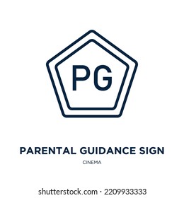parental guidance sign icon from cinema collection. Thin linear parental guidance sign, guidance, parental outline icon isolated on white background. Line vector parental guidance sign sign, symbol 
