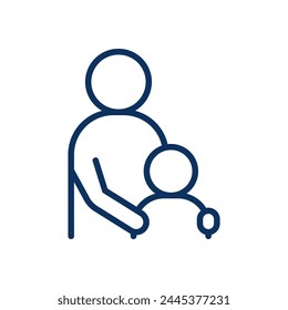 Parental Guidance and Support Icon. Simple Line Illustration of an Adult Helping a Child, Symbolizing Support, Guidance, and Parent-Child Relationships.