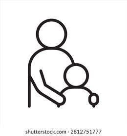 Parental Guidance and Support Icon. Simple Line Illustration of an Adult Helping a Child, Symbolizing Support, Guidance, and Parent-Child Relationships.