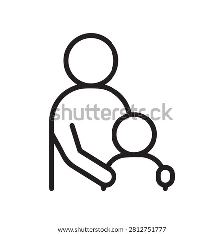 Parental Guidance and Support Icon. Simple Line Illustration of an Adult Helping a Child, Symbolizing Support, Guidance, and Parent-Child Relationships.
