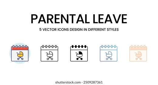 Ícones de licença parental definir ilustração de estoque de vetor