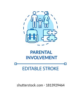 Parental participation concept icon. Parental involvement and childhood. Parents communication with kids idea thin line illustration. Vector isolated outline RGB color drawing. Editable stroke