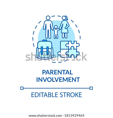 Parental participation concept icon. Parental involvement and childhood. Parents communication with kids idea thin line illustration. Vector isolated outline RGB color drawing. Editable stroke