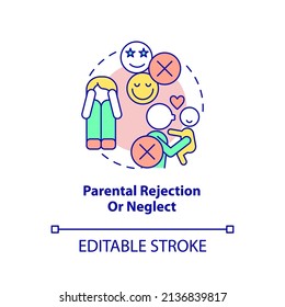 Parental rejection and neglect concept icon. Withdrawal of love, warmth. Risk factors abstract idea thin line illustration. Isolated outline drawing. Editable stroke. Arial, Myriad Pro-Bold fonts used