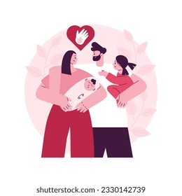 Parental responsibility abstract concept vector illustration. Rights responsibilities, social roles, cooking dinner, doing homework, child care, happy family, playing together abstract metaphor.
