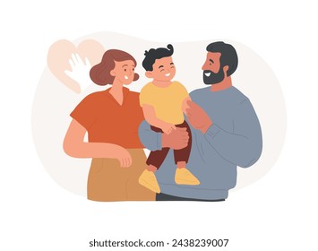 Parental responsibility isolated concept vector illustration. Rights responsibilities, social roles, cooking dinner, doing homework, child care, happy family, playing together vector concept.