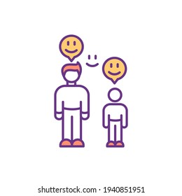 Parent-child bond RGB color icon. Attachment development between children and parents. Warm intimate relationships. Emotional connection. Positive family communication. Isolated vector illustration