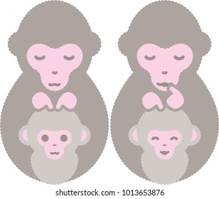 Parent-child monkey grooming