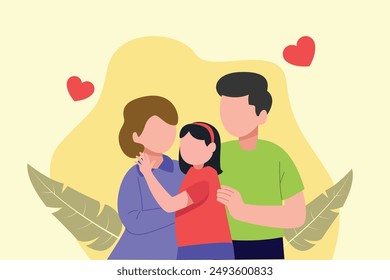 Parent-child relationship, communication concept. Colored flat vector illustration isolated.