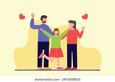 Parent-child relationship, communication concept. Colored flat vector illustration isolated.