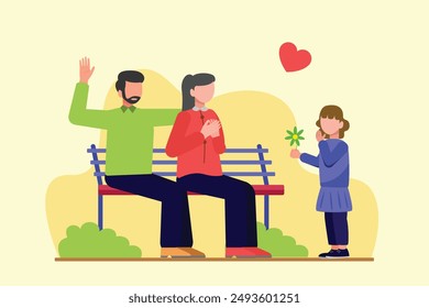 Parent-child relationship, communication concept. Colored flat vector illustration isolated.