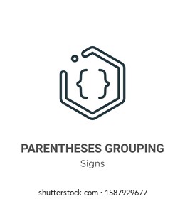 Parentheses grouping symbol outline vector icon. Thin line black parentheses grouping symbol icon, flat vector simple element illustration from editable signs concept isolated on white background
