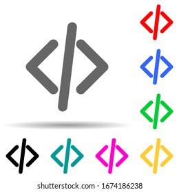 parentheses and oblique multi color style icon. Simple thin line, outline vector of web icons for ui and ux, website or mobile application