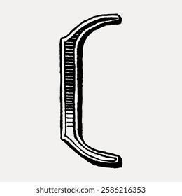 Parentheses sign in classic medieval art, isolated vector element.
