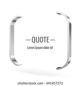 Parentheses sign. Quote, message Shiny metal vector banner