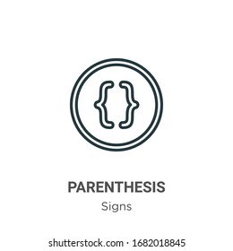 Parenthesis outline vector icon. Thin line black parenthesis icon, flat vector simple element illustration from editable signs concept isolated stroke on white background
