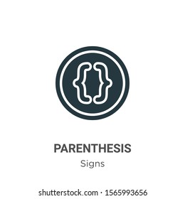 Parenthesis vector icon on white background. Flat vector parenthesis icon symbol sign from modern signs collection for mobile concept and web apps design.