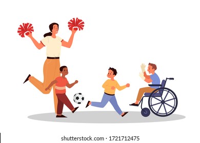 Parenthood and child rearing concept. Woman teach her son equality. Influence on child, family relationship, and childcare. Isolated vector illustration in cartoon style