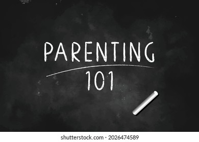 Parenting 101 Letterpress on black board with chalk icon logo design illustartion  symbol 