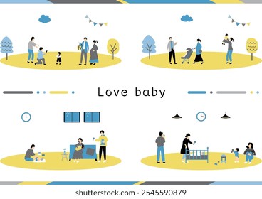 Conjunto de ilustrações de pais da família