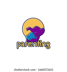 parenting logo design with elephant image vector illustration