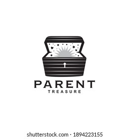 Parenting Logo Design With Treasure Chest Icon Template