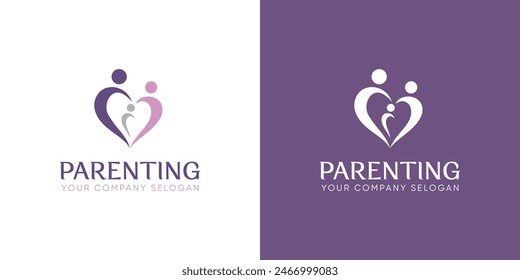 Parenting logo. This concept is a visual representation of Couple holding a newborn baby