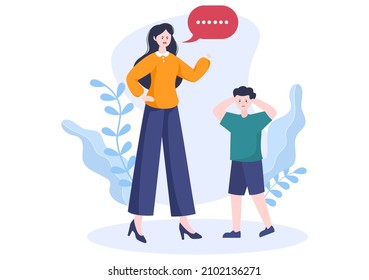 Parenting of Mother, Father and Kids Embracing Each Other in Loving Family. Cute Cartoon Background Vector Illustration for Banner or Psychology