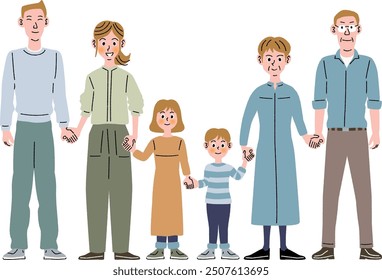 Parenting, parent-child and grandparent standing poses