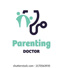 Parenting and stethoscope logo in modern style. on a white background, Concept medical logo