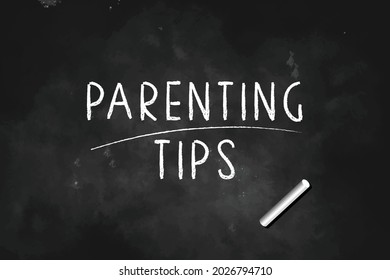 PARENTING TIPS written with chalk on blackboard icon logo design vector illustration  symbol