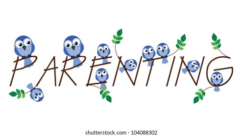 Parenting twig text isolated on white background