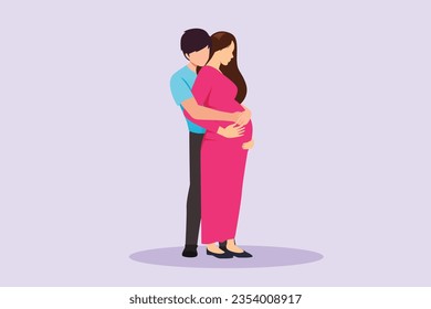 Parents with babies. Family maternity concept. Colored flat vector illustration isolated. 