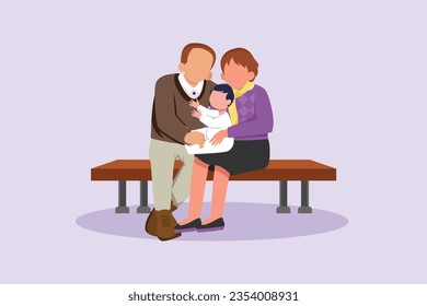 Parents with babies. Family maternity concept. Colored flat vector illustration isolated. 