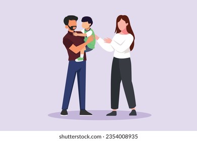 Parents with babies. Family maternity concept. Colored flat vector illustration isolated. 