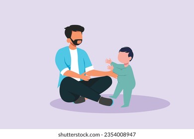 Parents with babies. Family maternity concept. Colored flat vector illustration isolated. 