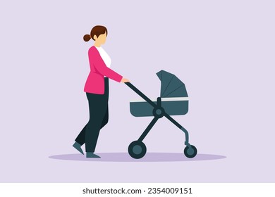 Parents with babies. Family maternity concept. Colored flat vector illustration isolated. 