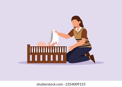 Parents with babies. Family maternity concept. Colored flat vector illustration isolated. 