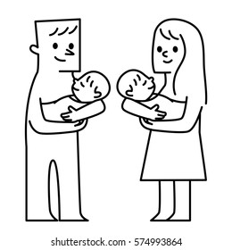 Parents and babies. vector illustration