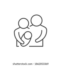 Parents and baby line outline icon