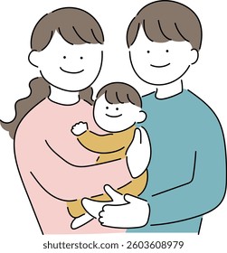 
Parents and baby portrait illustration
