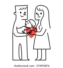 Parents and baby.vector illustration