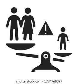 Parents bullying kids black glyph icon. Human rights. Child abuse. Violence in family. Isolated vector element. Outline pictogram for web page, mobile app, promo