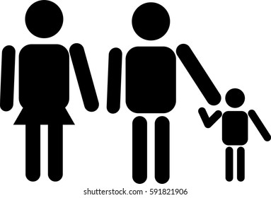Parents and child family vector icon.